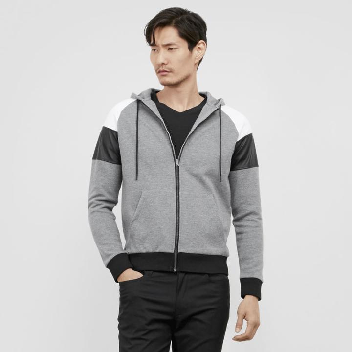 Reaction Kenneth Cole Zip Up Hoodie With Pleather And Mesh - Flannel Heat
