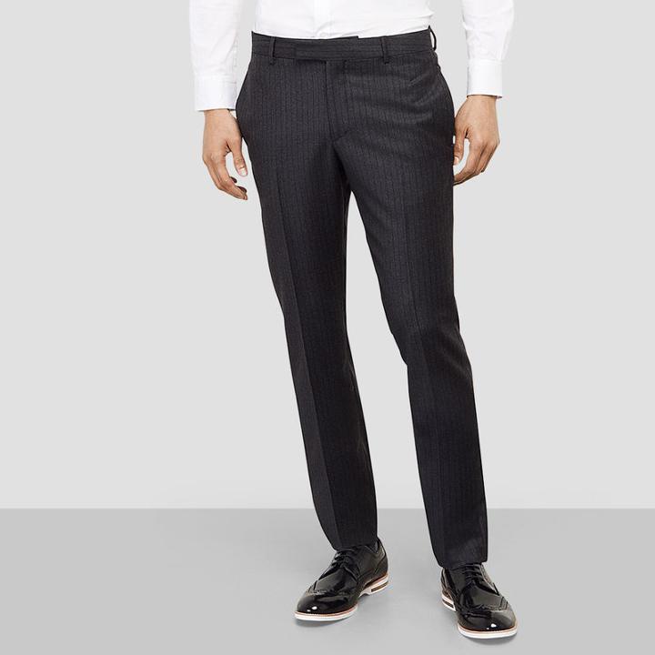 Kenneth Cole New York Wool Pinstripe Dress Pant - Black