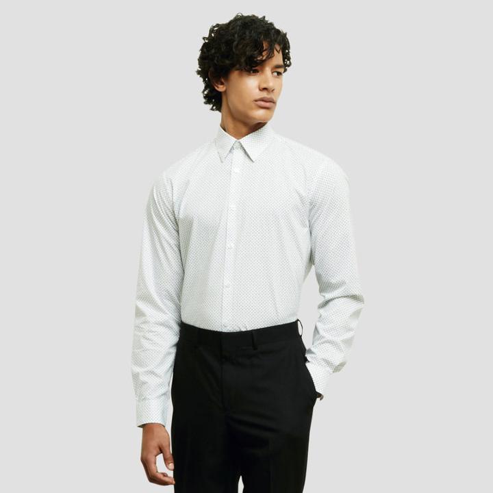 Reaction Kenneth Cole Geo Printed Extra Slim-fit Dress Shirt - Black Ink