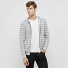 Reaction Kenneth Cole Full-zip Striped Hoodie - Heather Grey