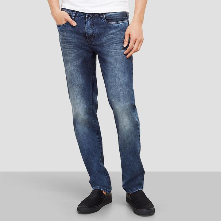 Kenneth Cole New York Straight-fit Stretch Blasted Jean - Light Indigo