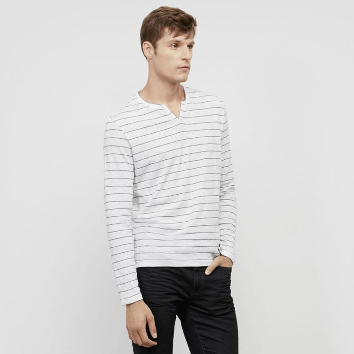 Kenneth Cole New York Marled Stripe Henley - White