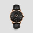 Kenneth Cole New York Diamond Collection Leather Croco Strap Watch - Neutral