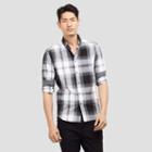 Reaction Kenneth Cole Long-sleeve Ombre Plaid Shirt - Black