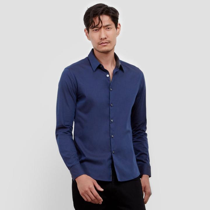 Reaction Kenneth Cole Iridescent Button Front Shirt - Gravel