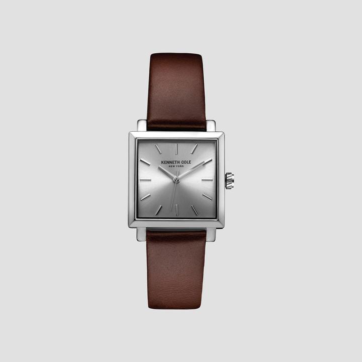 Kenneth Cole New York Silver-tone And Brown Square Dial Watch - Neutral