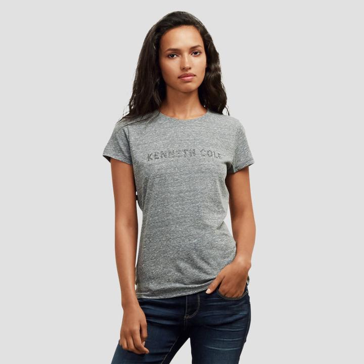 Kenneth Cole New York Heather Logo T-shirt - Charcol Hthr