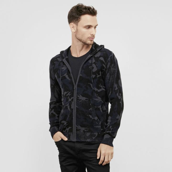 Kenneth Cole New York Camo Printed Zip-up Hoodie - Indigo