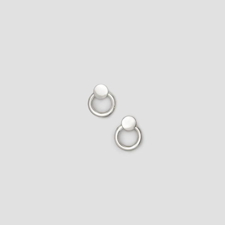 Kenneth Cole New York Double Circle Silver Front Back Earring - Shiny Slv