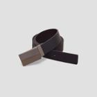 Kenneth Cole New York Black Leather Belt With Textured Plaque - Black/brown