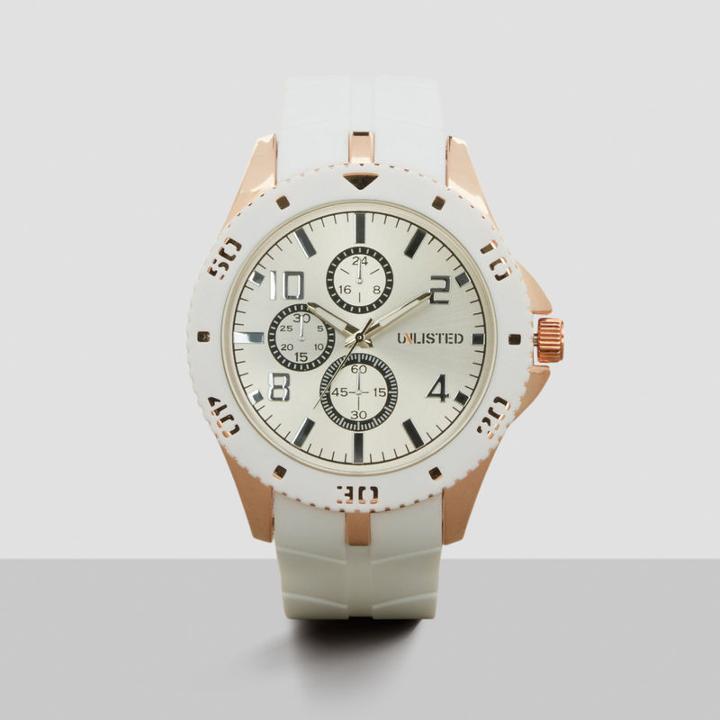 Unlisted, A Kenneth Cole Production White And Rose Goldtone Accent Watch With Plastic Strap - Neutral