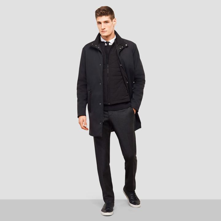 Kenneth Cole New York Neoprene Mid-length Jacket - Black
