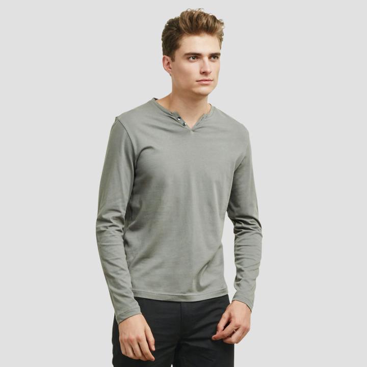 Reaction Kenneth Cole Long-sleeve Mini Henley - Dim Grey