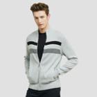 Reaction Kenneth Cole Full-zip Sweater With Stripes - Sterling