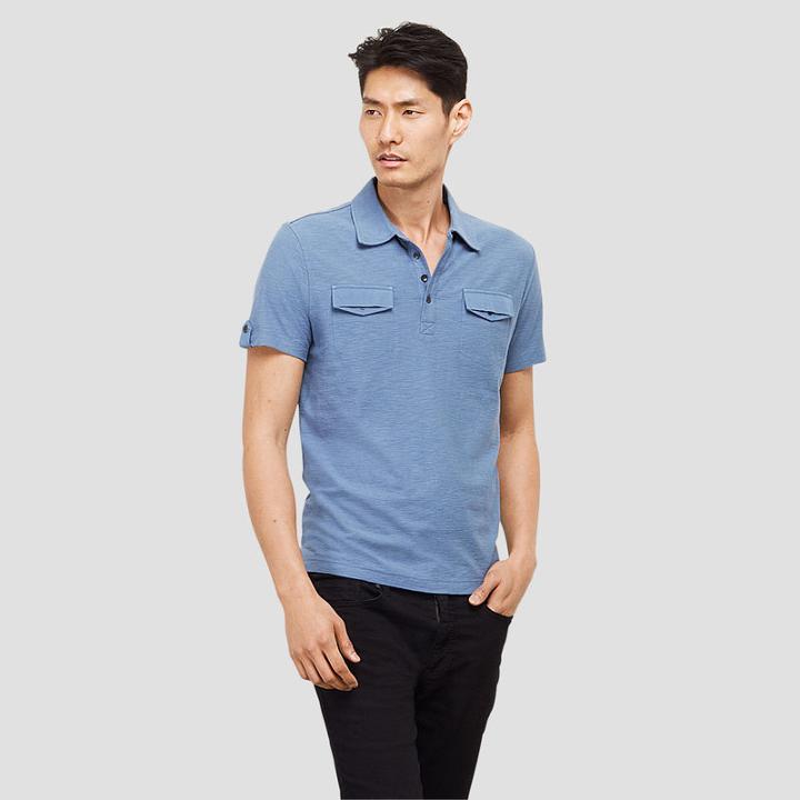 Kenneth Cole New York Short-sleeve Two-pocket Polo Shirt - Steel Blue