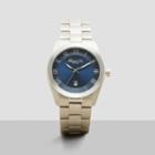 Kenneth Cole New York Silvertone Blue Accent Stainless Steel Link Watch - Neutral