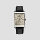 Kenneth Cole New York Silver-tone And Grey Tank Watch With Black Leather Strap - Neutral