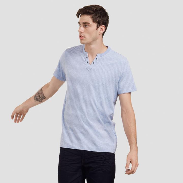 Reaction Kenneth Cole Short-sleeve Striped Grommet Shirt - Powder Blue