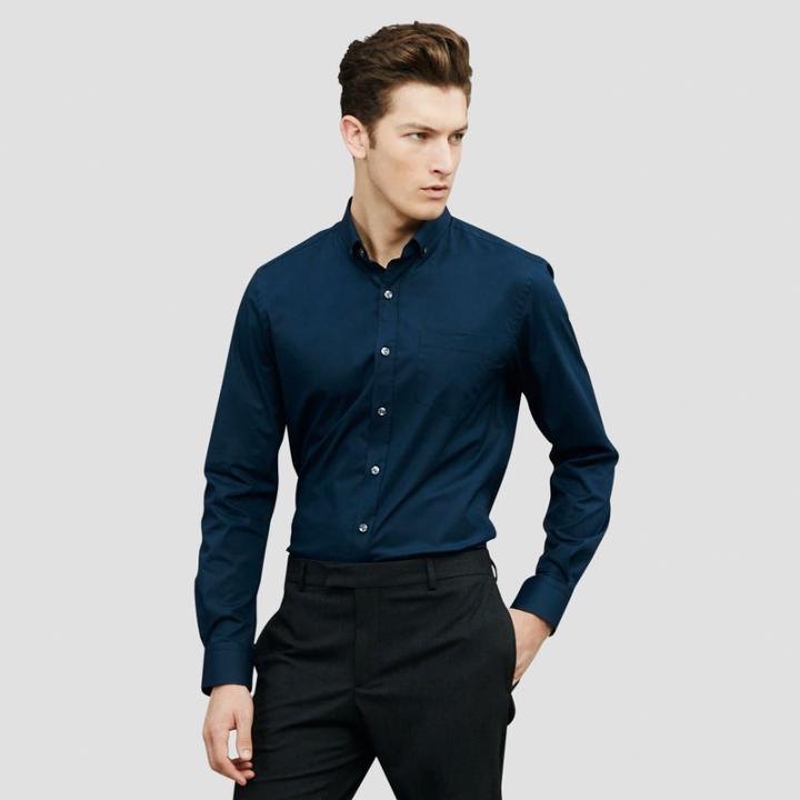 Kenneth Cole New York Solid Button-front Shirt - Dark Ocean