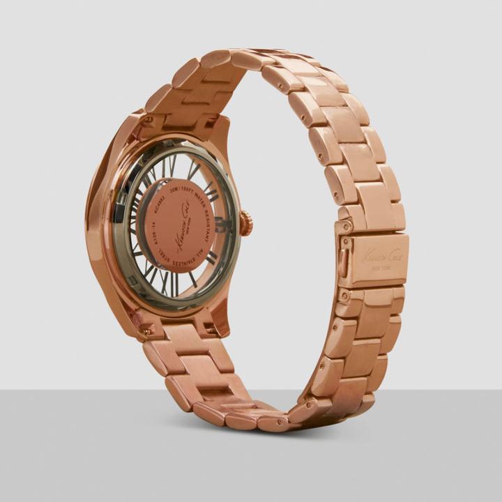 Kenneth Cole New York Rose Goldtone Pave Rhinestone Link Watch - Neutral