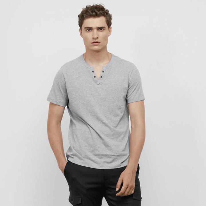 Reaction Kenneth Cole Short-sleeve V-neck Grommet T-shirt - Heather Grey