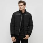 Reaction Kenneth Cole Faux Leather Trim Puffer Jacket - Black