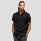 Kenneth Cole New York Short-sleeve Linen Button-front Shirt - Black