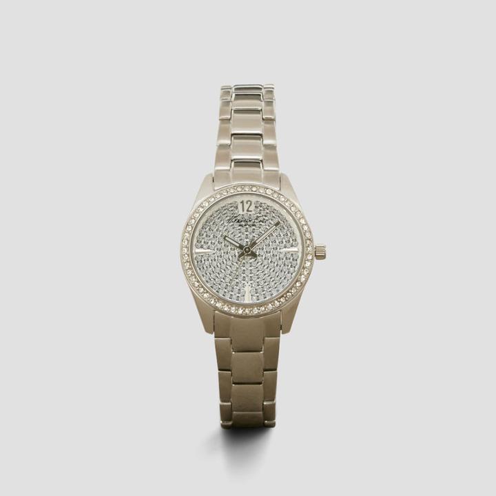 Kenneth Cole New York Pave Rhinestone Silvertone Mini Link Watch - Neutral