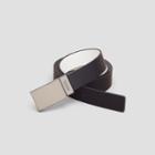 Kenneth Cole New York Black Leather Plaque Belt - Black/white