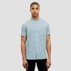 Kenneth Cole New York Short Sleeve Mandarin Collar Shirt - Light Indigo