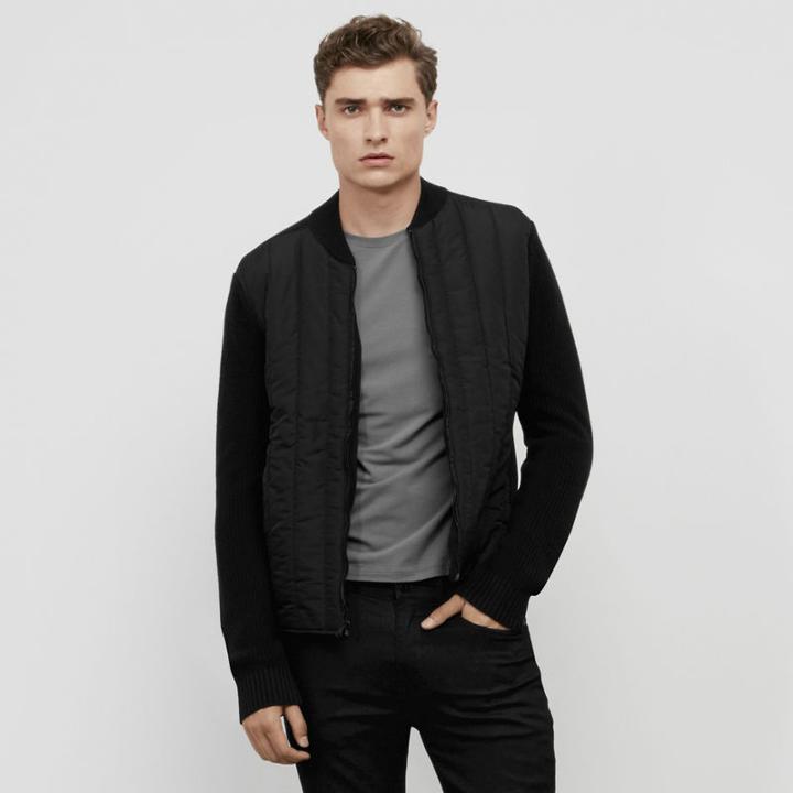 Kenneth Cole New York Nylon Quilted Sweater - Charcol Hthr