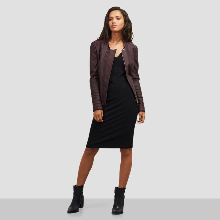 Kenneth Cole New York Faux Leather Moto Jacket - Cabernet