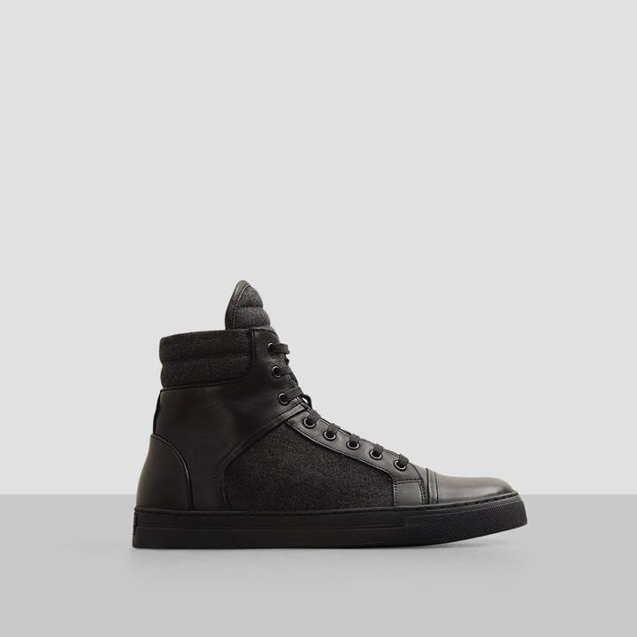 Kenneth Cole New York Double Header Mixed Media Sneaker - Black/grey