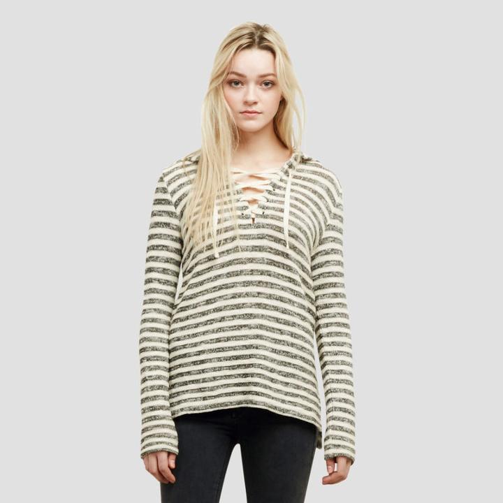 Kenneth Cole New York Lace-up Pullover Hoodie - Black/stnhng