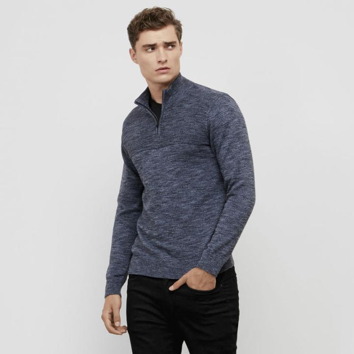 Reaction Kenneth Cole Marled Half-zip Sweater - Indigo
