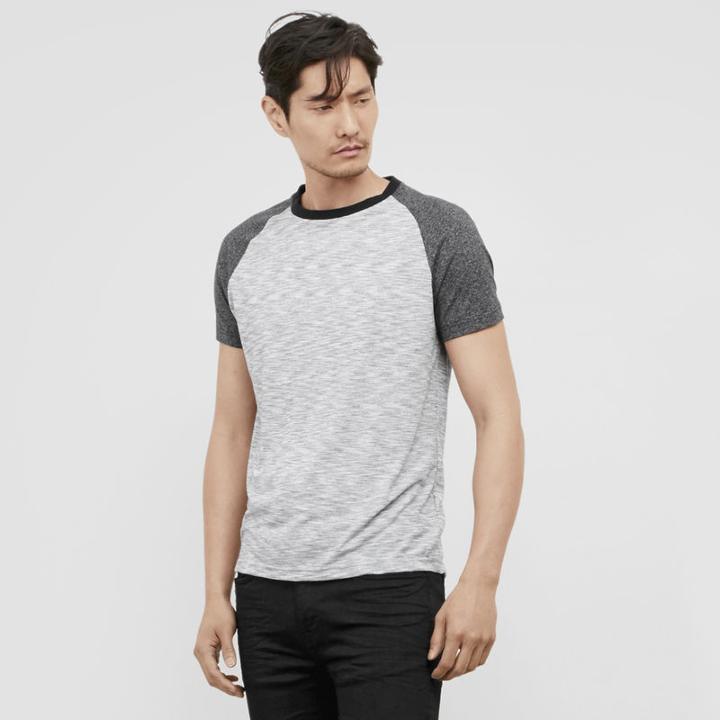 Kenneth Cole New York Colorblock Melange Tee Shirt - Charcol Hthr