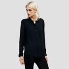 Kenneth Cole Black Label Long-sleeve Button-front Top - Black