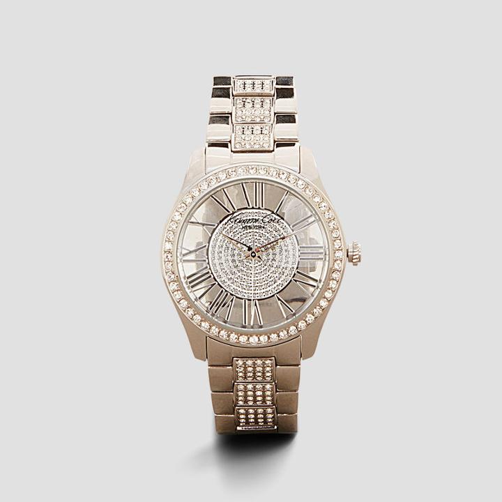 Kenneth Cole New York Silvertone Pave Rhinestone Stainless Steel Link Watch - Neutral