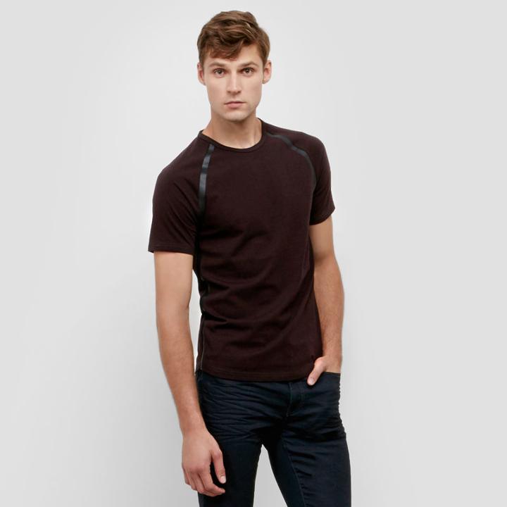 Kenneth Cole New York Short Sleeve Pleather Trimmed Crew - Indigo