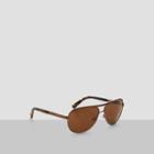 Kenneth Cole New York Metal Aviator Sunglasses With Brown Lenses - Grey/brown
