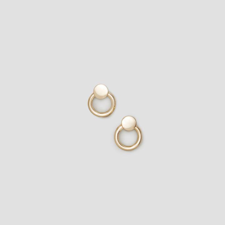 Kenneth Cole New York Double Circle Gold Front Back Earring - Shiny Gold