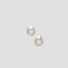 Kenneth Cole New York Double Circle Gold Front Back Earring - Shiny Gold