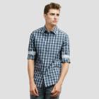 Reaction Kenneth Cole Two-pocket Tonal Check Button-down Shirt - Faded Blu Cb