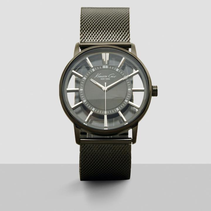 Kenneth Cole New York Transparent Gunmetal Stainless Steel Mesh Watch - Neutral