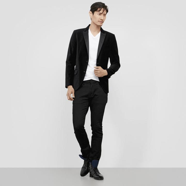 Reaction Kenneth Cole Velvet Two-button Black Evening Jacket - Black