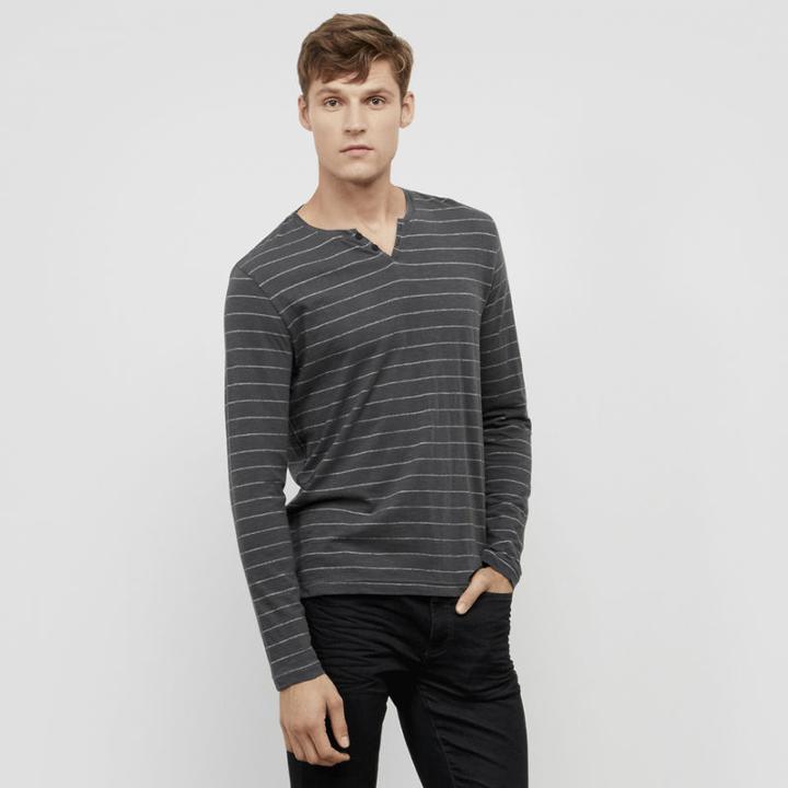Kenneth Cole New York Marled Stripe Henley - Hematite