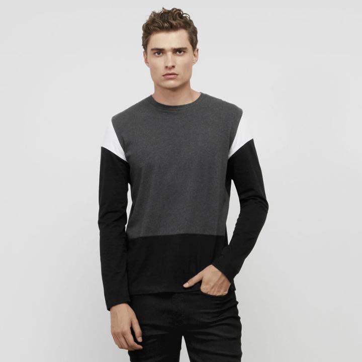 Kenneth Cole New York Color Block Long Sleeve Tee - Black