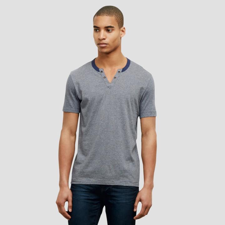 Reaction Kenneth Cole Mini Stripe Henley T-shirt - Midnight Riv