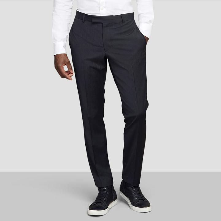 Kenneth Cole Black Label Slim-fit Pinstripe Dress Pant - Black