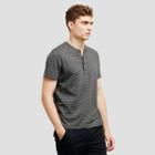 Reaction Kenneth Cole Striped Henley T-shirt - Black